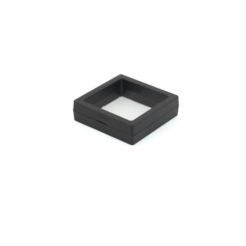 SAMEZA PE Film Jewelry Storage Box 3D Packaging Case Gemstone Free Stand Floating Frame Membrane Ring Earrings Necklace Display Holder,Black 7x7cm