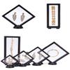 SAMEZA PE Film Jewelry Storage Box 3D Packaging Case Gemstone Free Stand Floating Frame Membrane Ring Earrings Necklace Display Holder,Black 7x7cm view 3