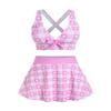ROSE GAL Rosegal Plus Size Valentines Heart Bowknot Crisscross Padded Three Piece Tankini Swimsuit Light Pink view 1