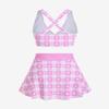 ROSE GAL Rosegal Plus Size Valentines Heart Bowknot Crisscross Padded Three Piece Tankini Swimsuit Light Pink view 2