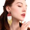 Clip on Earrings Dangle Long Tassel Earrings Bohemian Handmade Boho Tri Color Seed Beaded for Women Fringe Drop view 2