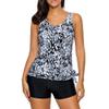Tankini Swimsuits for Women Modest Floral Two Piece Bathing Suit Swimwear Tank Top Tummy Control Swimsuits with Short view 1