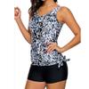 Tankini Swimsuits for Women Modest Floral Two Piece Bathing Suit Swimwear Tank Top Tummy Control Swimsuits with Short view 3