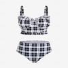 ROSE GAL Plus Size Ruffles Flounce Padded Plaid Three Piece Skirt Tankini Swimsuit Black view 3