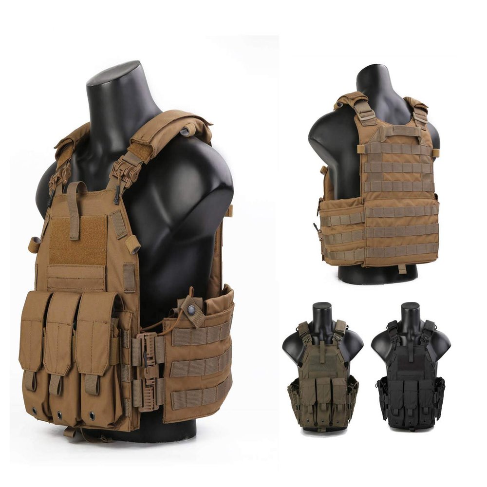 Elite Tribe Emersongear Quick Release 094K Style Vest Camo Modular Chest Set for Airsoft Paintball Game (Black)