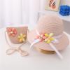 Toddler Sun Hat Summer Straw Hat Bag Set Woven Wide Brim Sun Beach Hats with Shoulder Bag Outdoor (Pink, One Size) view 4