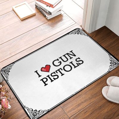 Abipuir Outdoor Bar Accessories Decor I Love Gun Pistols Doormat Welcome Indoor Mat Doormats with Sayings (Color : Colour, Size : 40X60CM)