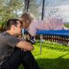 Giantex Trampoline Safety Net,15 Ft 10 Poles Weather-Resistant Replacement Enclosure Net for Round Frame, with Double-Headed Zippers, Protection Buckles & Enhanced Hook, Poles Not Included view 3