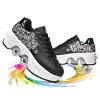 LDRFSE Roller Skate Shoes for Men Women 2-in-1 Double-Row Deform Wheel Roller Skates Sneakers Shoes with Wheels Indoor Outdoor Skates Shoes for Youth Boys and Girls view 1
