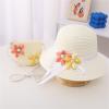 Toddler Sun Hat Summer Straw Hat Bag Set Woven Wide Brim Sun Beach Hats with Shoulder Bag Outdoor (White, One Size) view 2