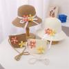 Toddler Sun Hat Summer Straw Hat Bag Set Woven Wide Brim Sun Beach Hats with Shoulder Bag Outdoor (White, One Size) view 3