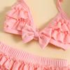 Yccutest Infant Baby Girl Flower Swimsuit 3Pcs Halter Triangle Tops Ruffle Bottoms Sun Hat Bikini Set Bathing Suit Swimwear (S-Pink,0-6 Months) view 4
