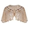 Heavyoff 1920s Sequined Shawl Wraps Fringed Evening Cape Wedding Bridal Shawl Scarf Cover Up for Evening Dresses Party, C-Apricot, One Size (12" Length) view 1
