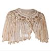Heavyoff 1920s Sequined Shawl Wraps Fringed Evening Cape Wedding Bridal Shawl Scarf Cover Up for Evening Dresses Party, C-Apricot, One Size (12" Length) view 2