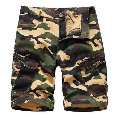 GOKKILRW Mens Cargo Hiking Shorts Camo Ripstop Lightweight Cotton Stretch Combat Outdoor Twill Summer Beach Military Shorts(Yellow,XX-Large)
