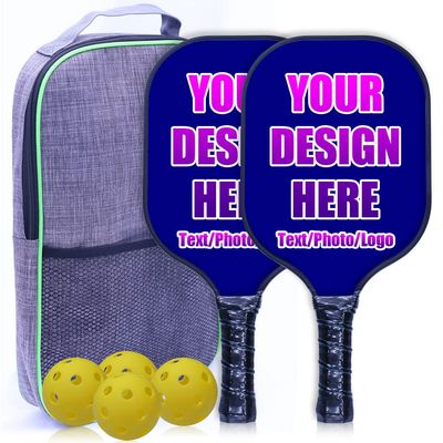 iPrint Pickleballs Paddles Custom, Pickleballs Rackets Design Your Own Photo Text Logo Pickleballs Paddles Set of 2 with 4 Pickleballs Balls and 1 Bag, Gifts for Beginners & Pros, Navy
