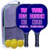 iPrint Pickleballs Paddles Custom, Pickleballs Rackets Design Your Own Photo Text Logo Pickleballs Paddles Set of 2 with 4 Pickleballs Balls and 1 Bag, Gifts for Beginners & Pros, Navy view 1