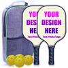 iPrint Personalized Pickleballs Paddles Set of 2 with 4 Balls and 1 Portable Carry Bag, Custom Photo Text Logo Paddles Comfort Grip Pickle Ball Rackets, Beige view 1