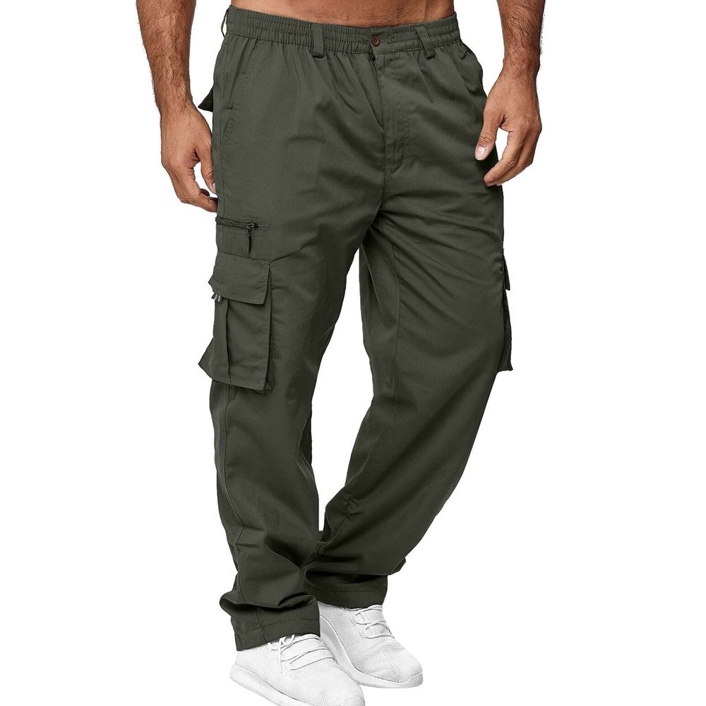 GOKKILRW Mens Outdoor Cargo Athletic Pants Relaxed Fit Stretch Workout Casual Jogger Pants Fashion Military Combat Work Pants(Green,Large)