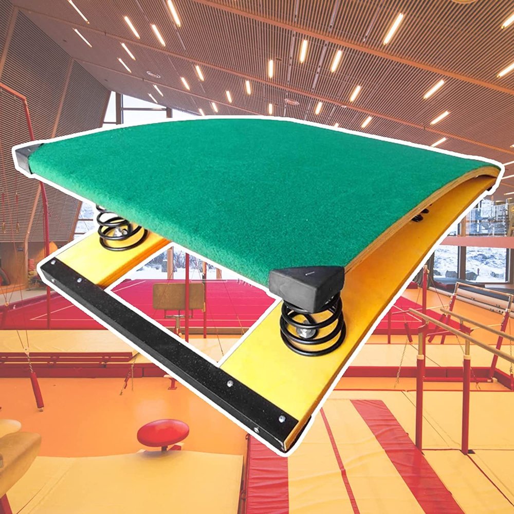 Katzowen Gymnastics Springboard with 4 Springs, Green Vault Equipment for Adult Teen Gymnast, Vaulting Training Sport Equipment, Anti-Tear Spring Boards