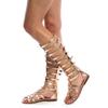 HINDOLA Gladiator Sandals for Women Summer Casual Clip Toe Sandal Ankle Strappy Roman Flat Sandals Lace Up Open-Toe Thong Sandals view 1