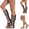 HINDOLA Gladiator Sandals for Women Summer Casual Clip Toe Sandal Ankle Strappy Roman Flat Sandals Lace Up Open-Toe Thong Sandals view 4