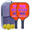 iPrint Personalized Pickleballs Paddles Set of 2 with 4 Balls and 1 Portable Carry Bag, Custom Photo Text Logo Paddles Comfort Grip Pickle Ball Rackets, Orange Red view 1