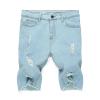 GOKKILRW Mens Distressed Ripped Raw Hem High Waist Denim Shorts Slim Fit Hipster Hip Hop Tapered Leg Jeans Shorts with Hole(Blue,3X-Large) view 4