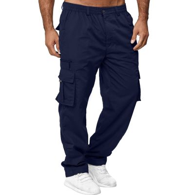 GOKKILRW Mens Outdoor Cargo Athletic Pants Relaxed Fit Stretch Workout Casual Jogger Pants Fashion Military Combat Work Pants(Navy,3X-Large)