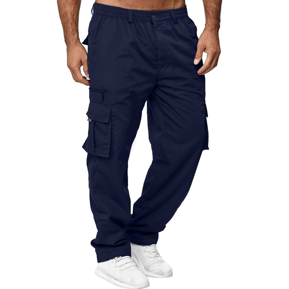 GOKKILRW Mens Outdoor Cargo Athletic Pants Relaxed Fit Stretch Workout Casual Jogger Pants Fashion Military Combat Work Pants(Navy,3X-Large)
