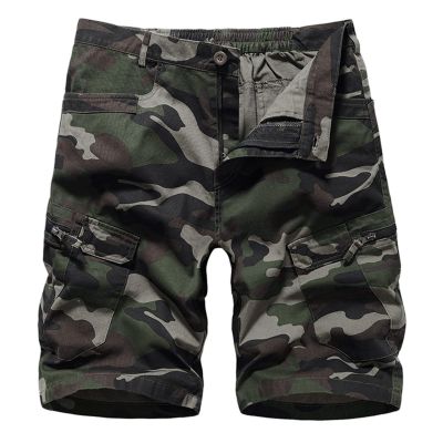 GOKKILRW Mens Cargo Hiking Shorts Camo Ripstop Lightweight Cotton Stretch Combat Outdoor Twill Summer Beach Military Shorts(Green,XX-Large)