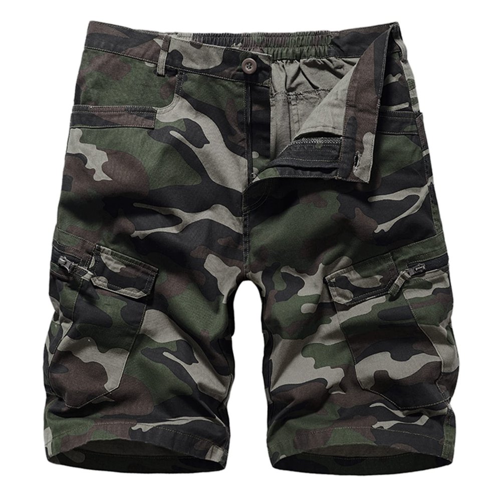 GOKKILRW Mens Cargo Hiking Shorts Camo Ripstop Lightweight Cotton Stretch Combat Outdoor Twill Summer Beach Military Shorts(Green,XX-Large)