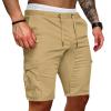 GOKKILRW Cargo Shorts for Men Relaxed Fit Drawstring Outdoor Workout Hiking Shorts Elastic Waist Cotton Twill Work Shorts(Khaki,Medium) view 2