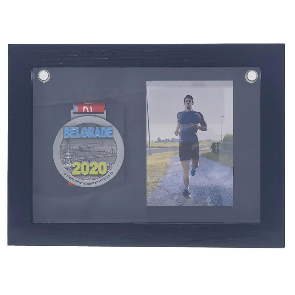 35 Medal Display case, 3D Medal Box Photo Frame, Marathon Medal Display Frame Running Marathon, Triathlon, Football Gymnastics, All Sports Medal Medal Medal Badge (Black, 30.7*24.8 inch) (14*11)