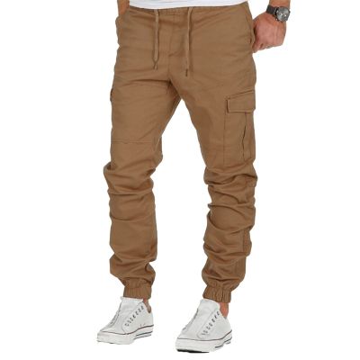 GOKKILRW Mens Cargo Hiking Pants Relaxed Fit Workout Athletic Jogger Casual Lightweight Stretch Combat Military Tactical Pant(Khaki,Medium)