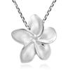 AeraVida Tropical Satin Shine Hawaiian Plumeria Flower .925 Sterling Silver Pendant Necklace | Elegant Sterling Silver Necklace for Women view 2