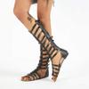 HINDOLA Gladiator Sandals for Women Summer Casual Clip Toe Sandal Ankle Strappy Roman Flat Sandals Lace Up Open-Toe Thong Sandals view 3
