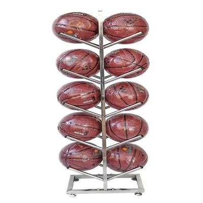Katzowen Ball Storage Rack Double-Sided Basketball Storage Rack - Stainless Steel Balls Sports Equipment Organizers, Gym Equipment Rack for Footballs Volleyballs (Size : 5-Tier)