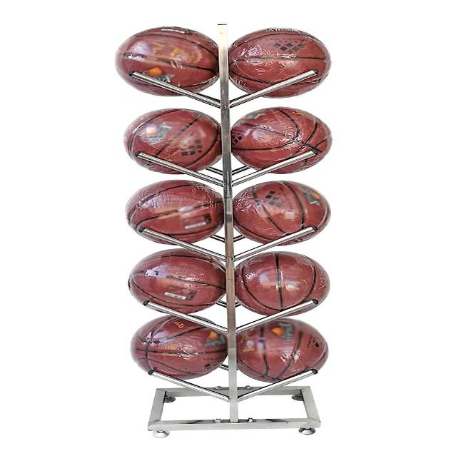 Katzowen Ball Storage Rack Double-Sided Basketball Storage Rack - Stainless Steel Balls Sports Equipment Organizers, Gym Equipment Rack for Footballs Volleyballs (Size : 5-Tier)