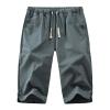 GOKKILRW Mens 3/4 Linen Capri Pants Drawstring Waist Casual Loose Baggy Harem Pants Summer Beach Yoga Shorts Cropped Pants(Navy,X-Large) view 2