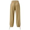GOKKILRW Mens Cotton Linen Harem Capri Pants Lightweigt Loose Bloomers Drawstring Elastic Waist Casual Beach Yoga Trousers(Khaki,Medium) view 4