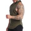 ZUEVI Men's Gym Muscle Hooded Tank Tops Sleeveless Workout Hoodies Shirts Bodybuilding Stringer T Shirt (Black&Army Green-L) view 4