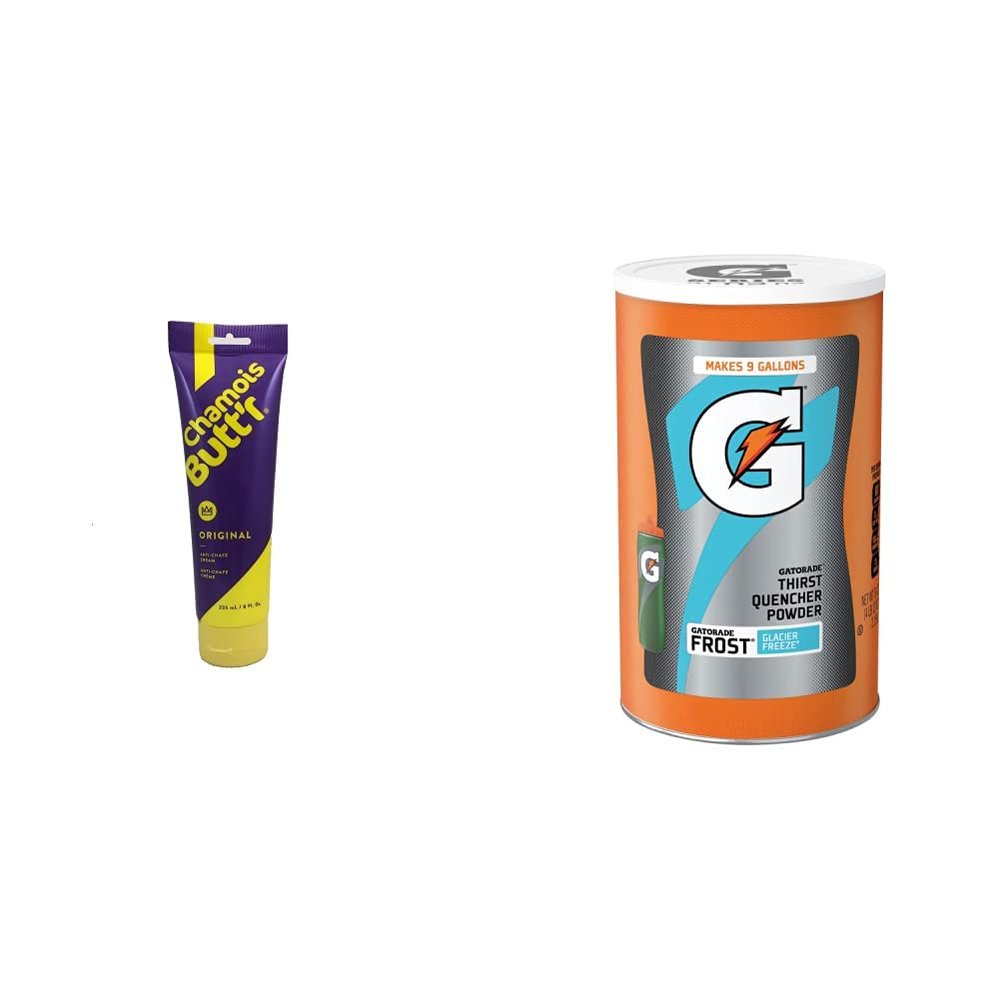 Chamois Butt'r Original Anti-Chafe Cream, 8 oz tube and Gatorade Thirst Quencher Powder, Frost Glacier Freeze, 76.5 Ounce