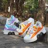 LDRFSE Roller Skate Shoes for Men Women 2-in-1 Double-Row Deform Wheel Roller Skates Sneakers Shoes with Wheels Indoor Outdoor Skates Shoes for Youth Boys and Girls Orange view 3