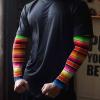 Colorful Mexican Striped Cooling Arm Sleeves for Men Women, Tribe Ethnic Rainbow UV Protection Arm Sleeves, (S) view 3
