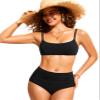 CRZ YOGA A-C Scoop Neck Bikini Tops for Women - Padded Adjustable Bathing Swimsuit Spaghetti Straps Swim Sports Bra Black X-Large view 3