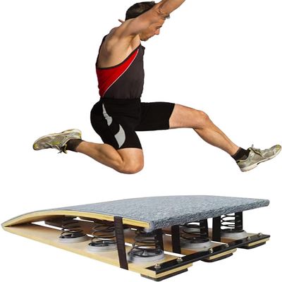 Katzowen Thicken Adults Gymnastics Springboard with 9 Spring & Grey Padded Carpet, Hard Wood Gymnast Vault Spring Board, Load 110kg / 250lbs