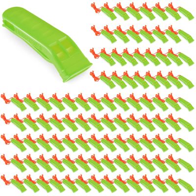 100 Pieces Emergency Whistles with Lanyard Safety Survival Whistles Loud Blast for Safety Camping Hiking Boating Hunting Survival Rescue Signaling(Green)