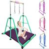 kechery Foldable Gymnastics Bar with Mat, Rings and Bar Pad for Junior Kids, 3'-5' Adjustable Height and Expandable Gymnastics Horizontal Bar Indoor Equipment for Kid's Training at Home. view 1