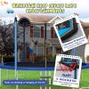 GYMAX Trampoline for Kids, ASTM Approved 12FT 14FT 15FT 16FT Recreational Toddler Trampoline with Enclosure Net, Basketball Hoop, Basketball & Pump, Rebounder for Adults (12FT Internal Net) view 3